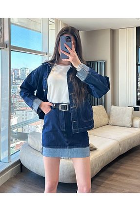 ست بالاتنه و پائین تنه سرمه ای زنانه جین DUBAİ - کد 930393577