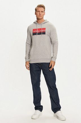 سوئیشرت اسپرت طوسی مردانه کلاه دار Jack & Jones - کد 930426135