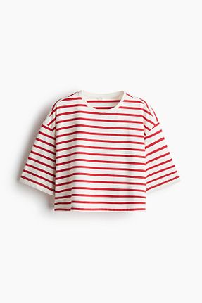 تیشرت سفید زنانه یقه دوچرخه H&M - کد 930461124