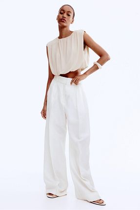 بلوز بژ زنانه ساده H&M - کد 930520190