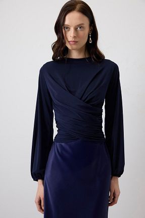 بلوز حجاب سرمه ای زنانه ویسکون Touche Prive - کد 930462862