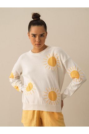 پلیور سفید زنانه طرح دار Xint - کد 670385058