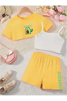 ست بالاتنه و پائین تنه زرد بچه گانه بافت MELADYAN - کد 930469720
