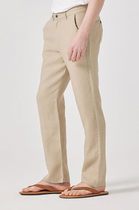 شلوار بژ مردانه کتان muzzo jeans - کد 930473171