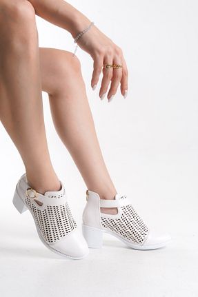 بوت / نیم بوت سفید زنانه چرم مصنوعی MARSEDO - کد 898238937