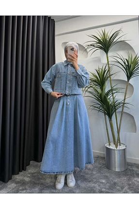 ست بالاتنه و پائین تنه حجاب آبی زنانه رگولار 06ERVA BUTİK - کد 930449752