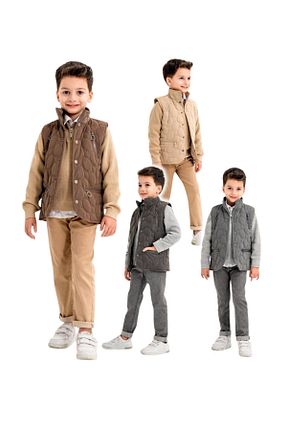 ست بالاتنه و پائین تنه طوسی بچه گانه بافتنی KİDZEN - کد 930542581