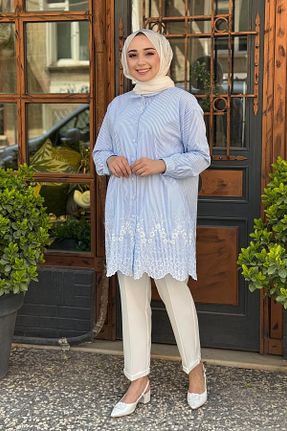 تونیک حجاب آبی زنانه پنبه پلی استر Scl - کد 930543036