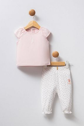 ست بالاتنه و پائین تنه صورتی بچه گانه بافتنی U.S. Polo Assn. - کد 930529376