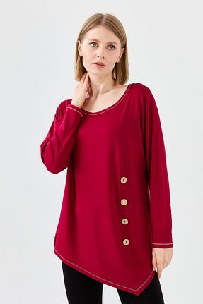 بلوز زرشکی زنانه ساده Desen Triko - کد 686881618