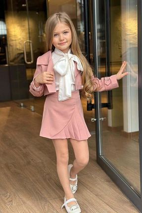 ست بالاتنه و پائین تنه صورتی بچه گانه بافتنی Riccotarz - کد 930542998