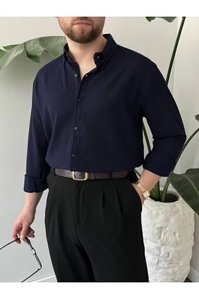 پیراهن سرمه ای مردانه اورسایز A&O Style - کد 930531774