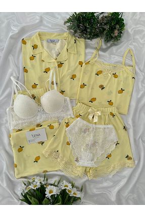 ست لباس راحتی زرد زنانه ساده Lena Homewears - کد 930551717