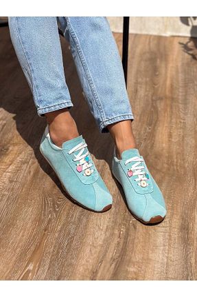 کفش اسنیکر آبی زنانه چرم اصل SİBA SHOES - کد 898980489