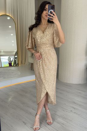 لباس مجلسی و فارغ التحصیلی بژ زنانه پولک دوزی the ZKS - کد 930548552