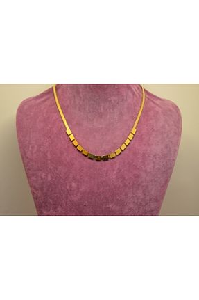 گردنبند استیل ( فولاد ) زرد زنانه استیل (فولاد) MAY AKSESUAR VE TAKI - کد 904629065
