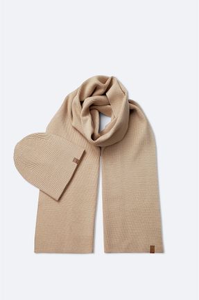 ست شال گردن و کلاه پشمی قهوه ای مردانه 2 تایی Avva - کد 865657328