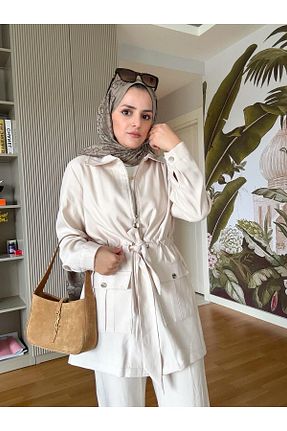 ست بالاتنه و پائین تنه بژ زنانه بافتنی Aselim Hijap Moda - کد 930948099