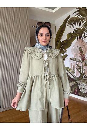 ست بالاتنه و پائین تنه سبز زنانه بافتنی Aselim Hijap Moda - کد 930587537