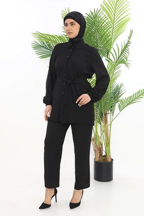 ست بالاتنه و پائین تنه حجاب مشکی زنانه گشاد TUNİK - کد 930586109