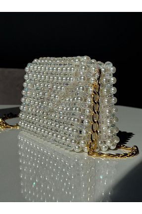 کیف دوشی سفید زنانه ساتن begüm jewelery - کد 930605644