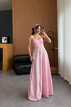 مانتو بلند صورتی زنانه پلی اورتان MEECY - کد 930743308