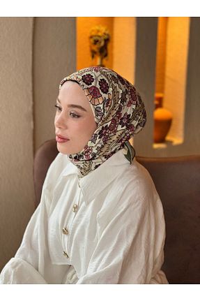 روسری خاکی 100 x 100 Modakaşmir - کد 930715134