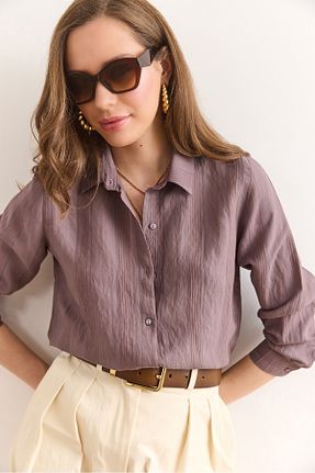 پیراهن قهوه ای زنانه رگولار Olalook - کد 930642631