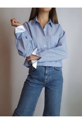 پیراهن آبی زنانه کراپ oyagüler - کد 930641407