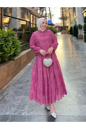 ست بالاتنه و پائین تنه حجاب صورتی زنانه رگولار HİJABAYA - کد 930675635