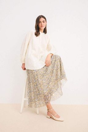 دامن سبز زنانه طرح دار Defacto - کد 930669554