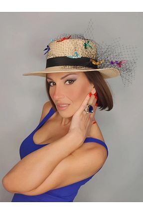 کلاه بژ زنانه حصیر Senbeno Design - کد 930683138