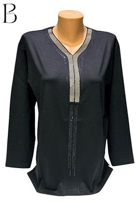 بلوز مشکی زنانه ساده BURSPA - کد 930636568
