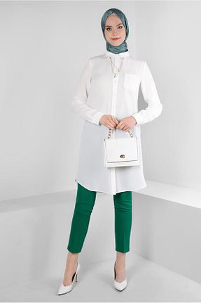شلوار پارچه ای سبز زنانه بلند Alvina - کد 805950877