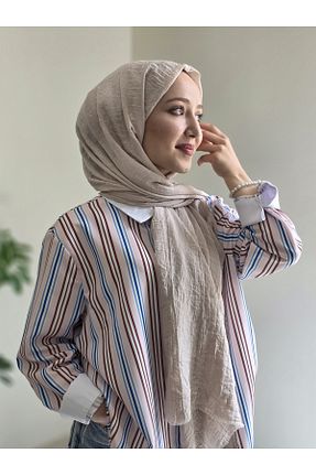 شال بژ زنانه پنبه ای moon scar - کد 922051690