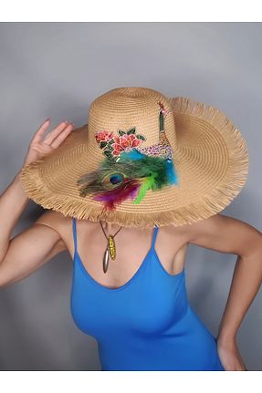 کلاه قهوه ای زنانه حصیر Senbeno Design - کد 930683163