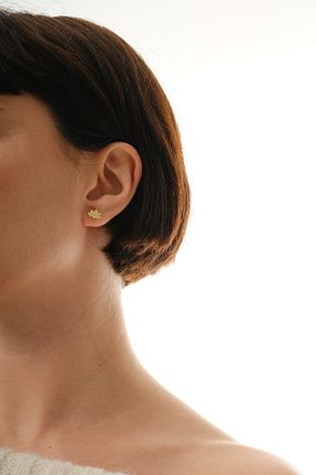 گوشواره نقره طلائی زنانه 925 عیار Söğütlü Silver - کد 930783558