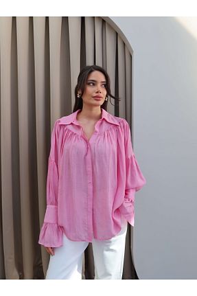 پیراهن صورتی زنانه اورسایز ESRAHELVACI - کد 930784404