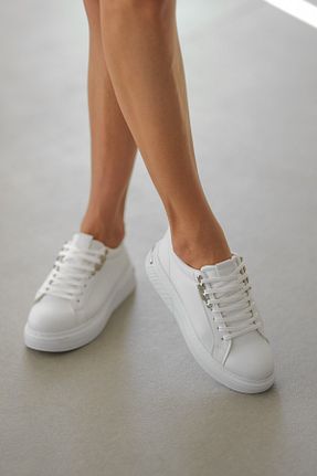 کفش اسنیکر سفید زنانه بند دار selinshoes - کد 930935511