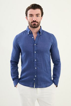 پیراهن سرمه ای مردانه اسلیم فیت Mcr - کد 930816565