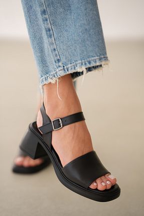صندل مشکی زنانه پاشنه ضخیم selinshoes - کد 930814265