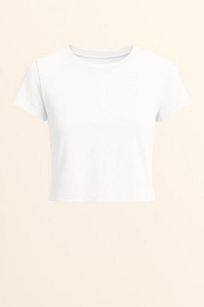 تیشرت سفید زنانه یقه گرد HAKKE - کد 930822086
