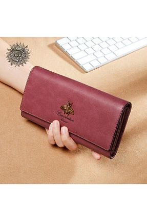 کیف پول زرشکی زنانه ابعاد بزرگ Laorentou - کد 788413453
