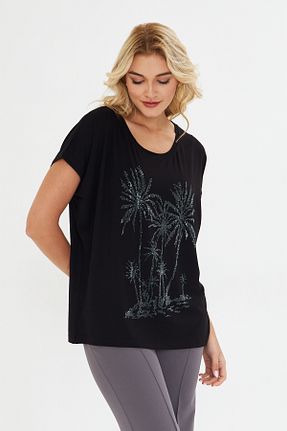 بلوز مشکی زنانه طرح دار MODA - کد 930810149