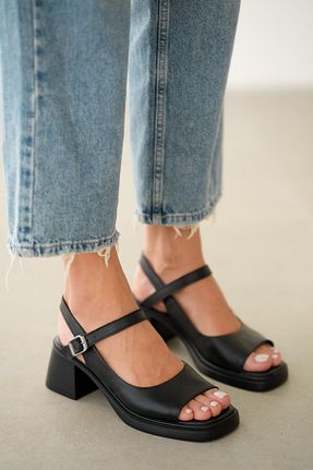صندل مشکی زنانه پاشنه ضخیم selinshoes - کد 930814110