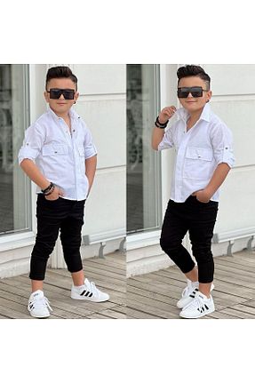 ست بالاتنه و پائین تنه سفید بچه گانه بافتنی MODA - کد 930935875
