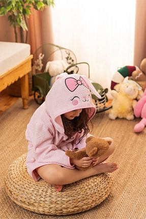 حوله پالتوئی نوزاد و کودک صورتی بچه گانه پنبه ای HOUME - کد 930998566