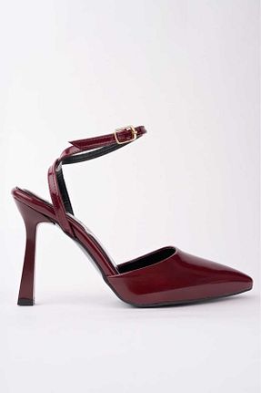 کفش پاشنه بلند کلاسیک زرشکی زنانه چرم لاکی CİMİLİ SHOES - کد 893786703