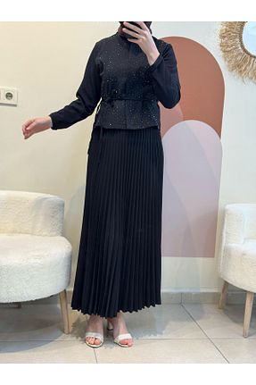ست بالاتنه و پائین تنه حجاب مشکی اسلیم ZemButiik - کد 930870450