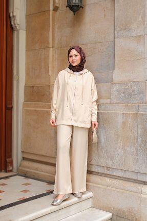 ست بالاتنه و پائین تنه بژ زنانه بافتنی LOCCO - کد 930880767